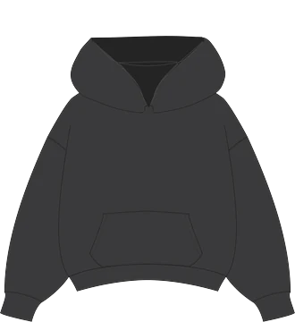 A ready-made mockup: pullover hoodie, front view, washed black